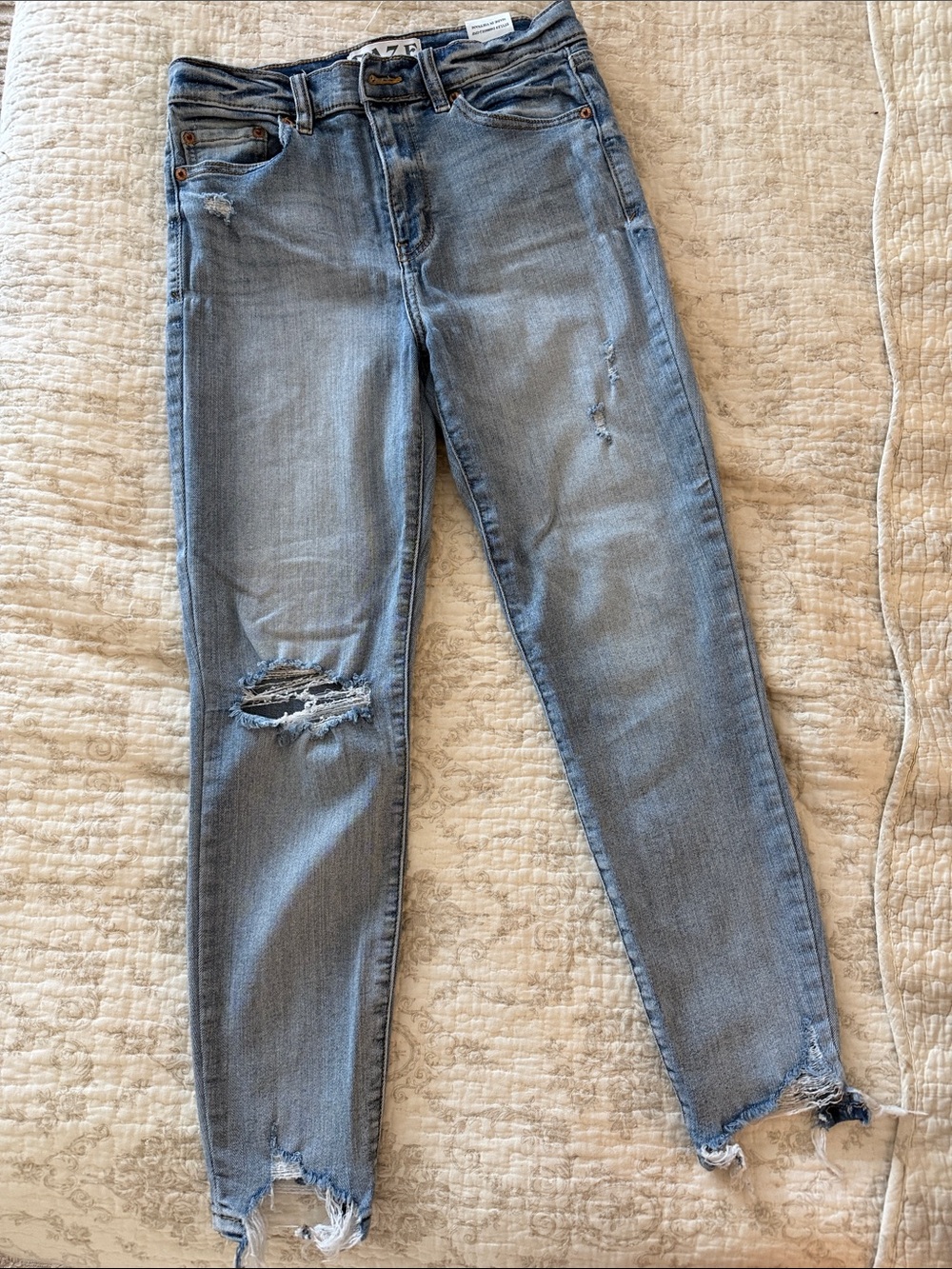 Lulu's Light Blue Distressed Skinny Jeans